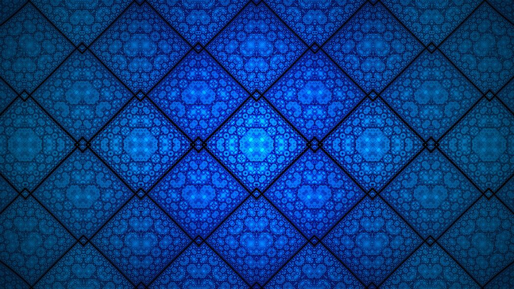 分形 图案 菱形 形状 抽象 蓝色 4k壁纸 3840x2160