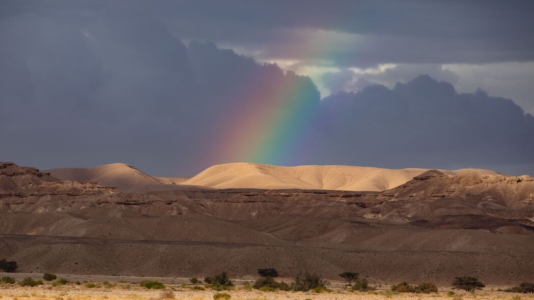 沙漠 丘陵 彩虹 风景 4k壁纸 3840x2160