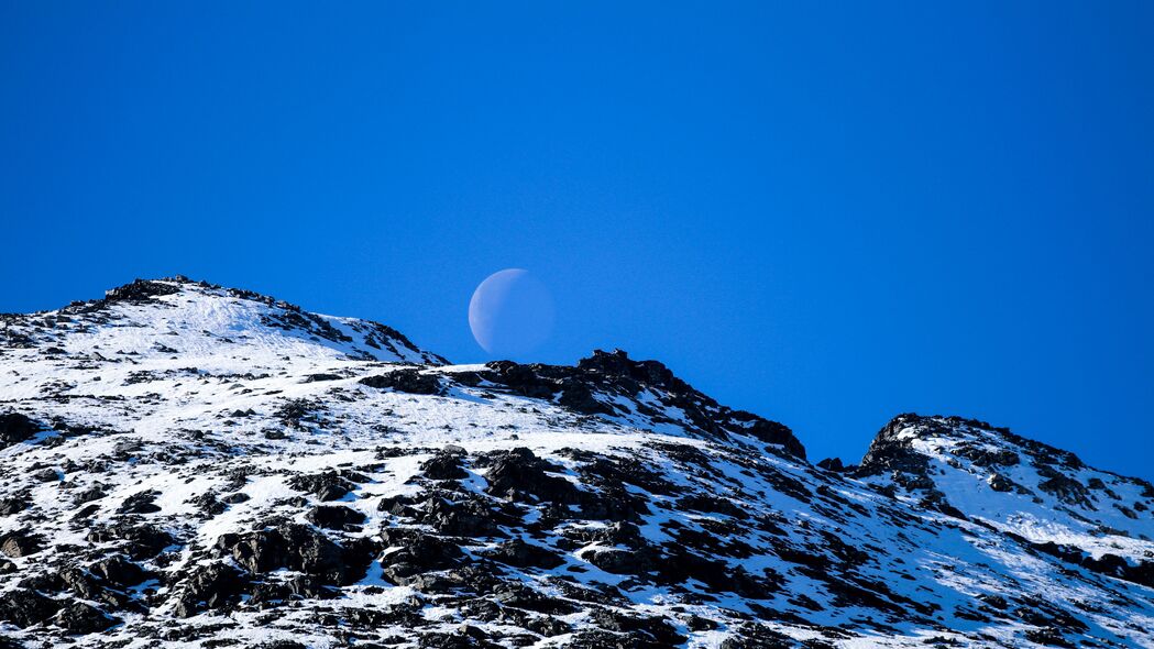 山脉 雪 月亮 自然 风景 4k壁纸 3840x2160