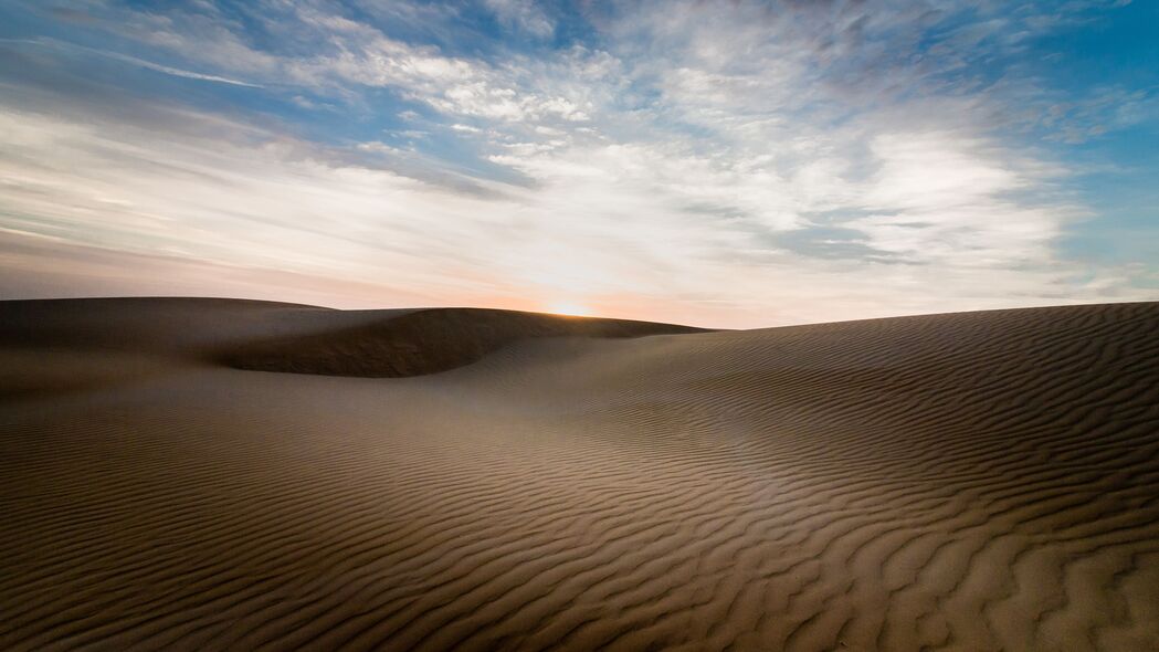 沙漠 沙子 沙丘 波浪 黄昏 风景 4k壁纸 3840x2160
