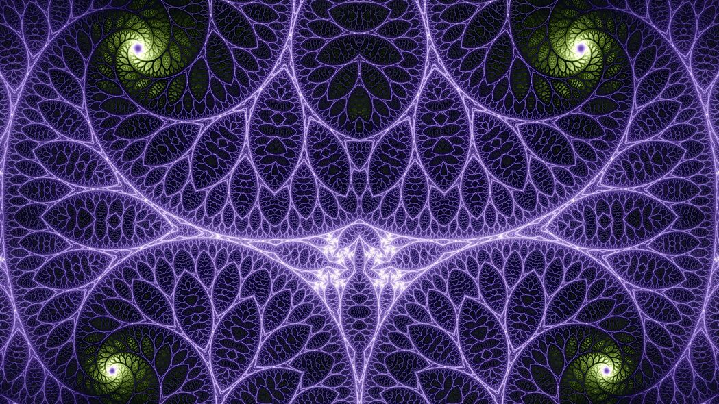 分形 图案 线条 发光 抽象 紫色 4k壁纸 3840x2160