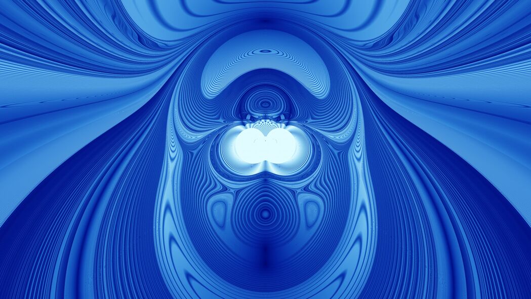 分形 波浪 失真 抽象 蓝色 4k壁纸 3840x2160