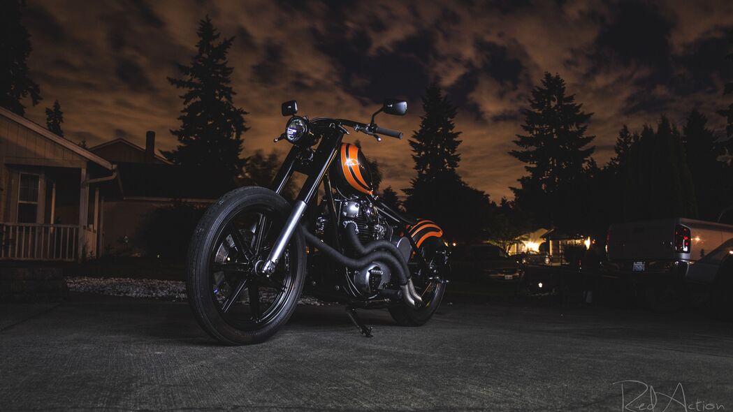 摩托车 自行车 橙色 黑色 黄昏 黑暗 4k壁纸 3840x2160