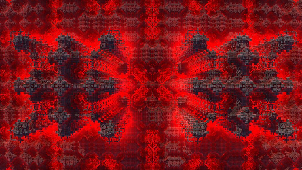 分形 正方形 体积 红色 抽象 4k壁纸 3840x2160