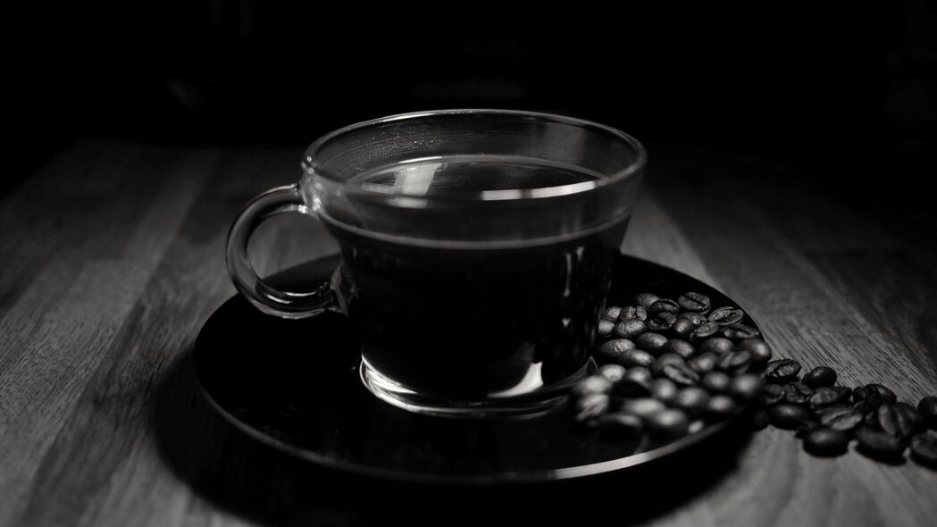 咖啡 饮料 咖啡豆 杯子 黑白 4k壁纸 3840x2160