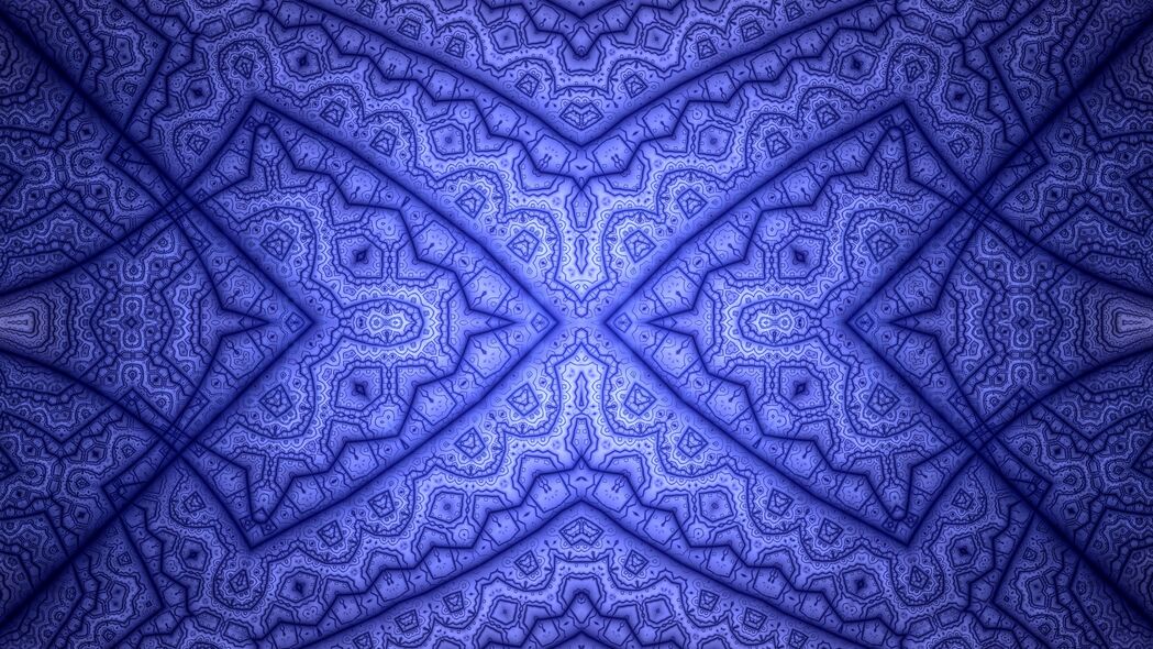 分形 线条 图案 蓝色 抽象 4k壁纸 3840x2160