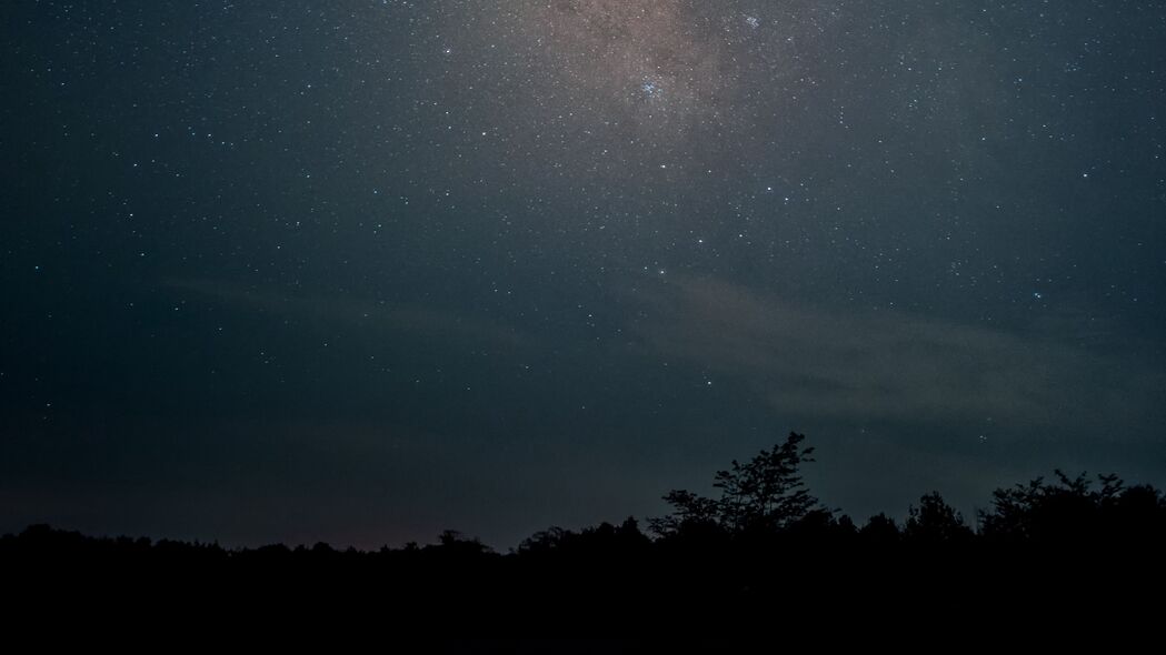 银河 星星 天空 夜晚 树木 深色 4k壁纸 3840x2160