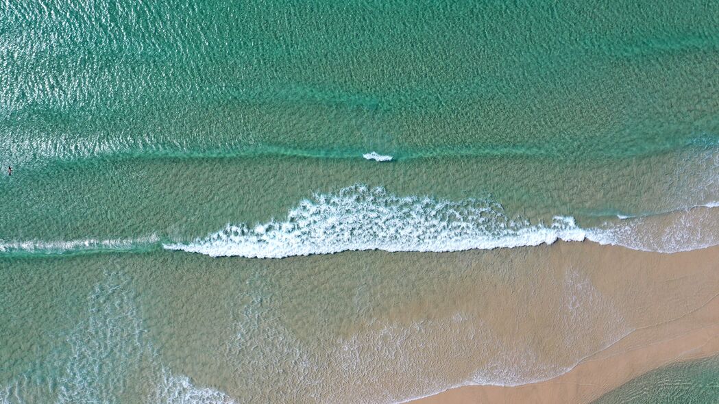 海滩 大海 波浪 水 鸟瞰图 蓝色 4k壁纸 3840x2160