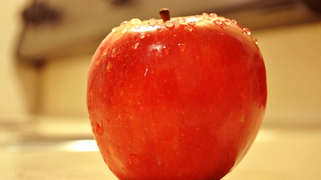 苹果 水果 滴剂 宏 红色 4k壁纸 3840x2160