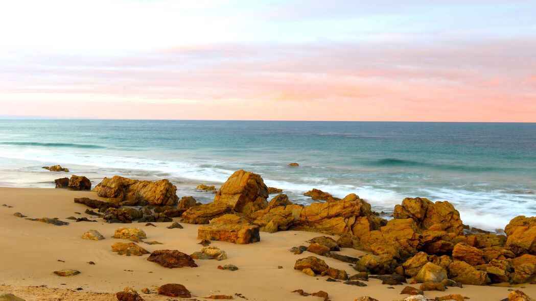 海滩 沙子 石头 大海 风景 4k壁纸 3840x2160
