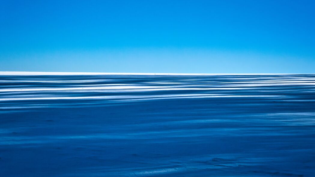 雪 阴影 条纹 地平线 风景 蓝色 4k壁纸 3840x2160