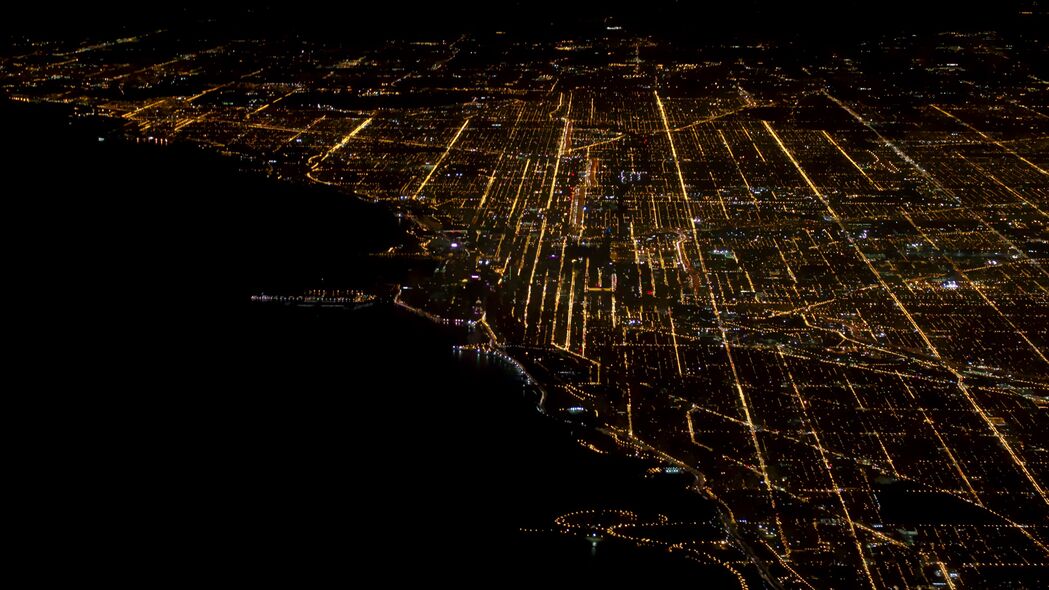 城市 城市景观 鸟瞰图 夜晚 深色 4k壁纸 3840x2160