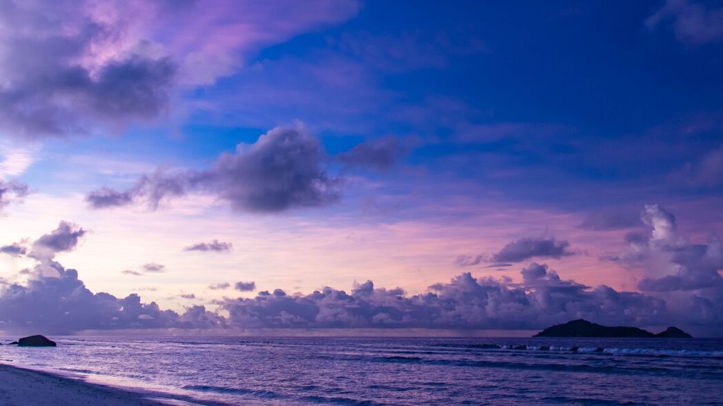 海 云 黄昏 风景 紫色 4k壁纸 3840x2160