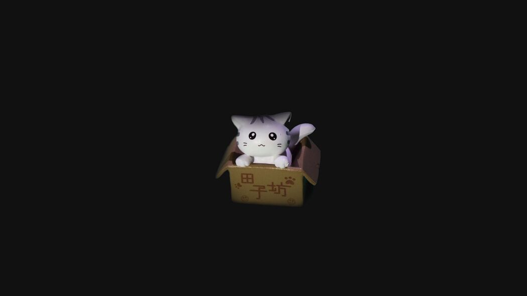 猫 盒子 玩具 深色 4k壁纸 3840x2160