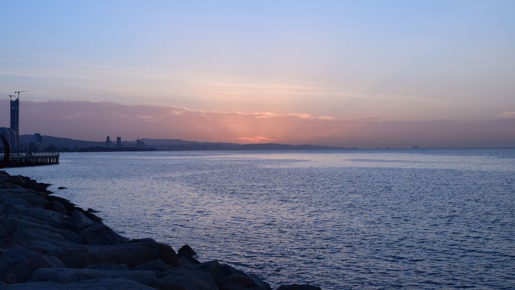 大海 海滩 日落 黄昏 地平线 4k壁纸 3840x2160