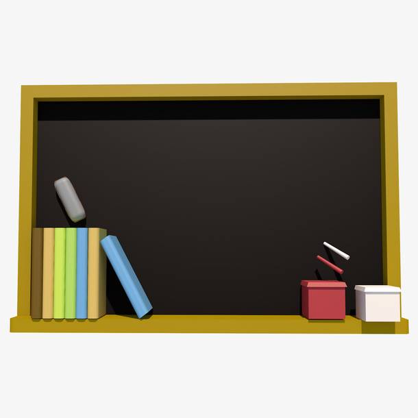 c4d黑板书籍粉笔粉笔盒黑板擦设计元素