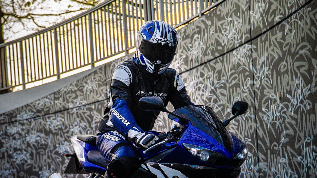 摩托车 摩托车手 自行车 摩托车 蓝色 4k壁纸 3840x2160