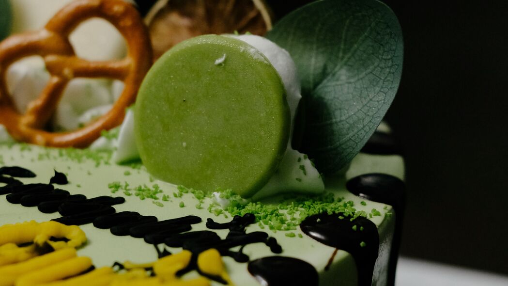 蛋糕 甜点 装饰 绿色 4k壁纸 3840x2160