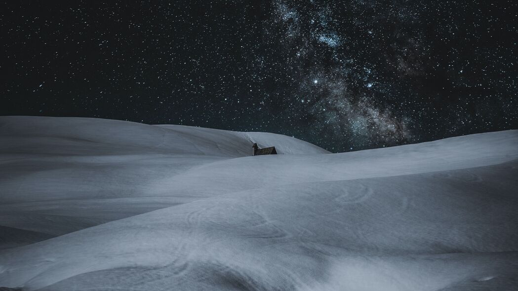 冬日星空雪夜，高清4K漂移星星壁纸，3840x2160精美风景图片下载