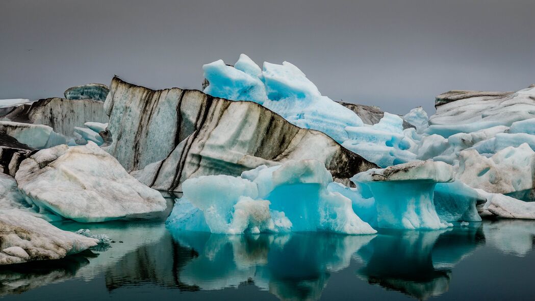 冰川 冰 海洋 反射 自然 4k壁纸 3840x2160