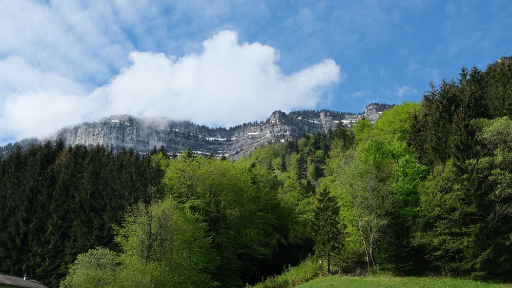 山 岩石 树木 云 景观 自然 4k壁纸 3840x2160