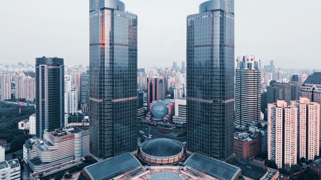 城市 鸟瞰图 建筑 摩天大楼 大都市 上海 4k壁纸 3840x2160