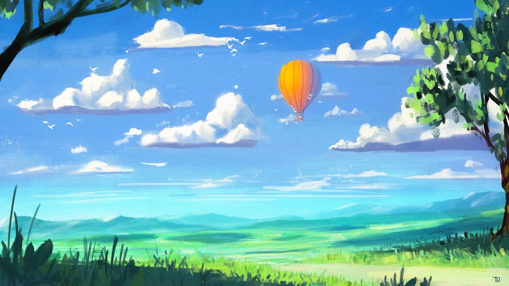 3840x2160 热气球 天空 云 领域 艺术壁纸 背景