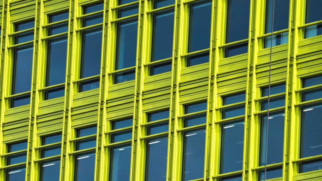 建筑 立面 窗户 建筑 绿色 4k壁纸 3840x2160