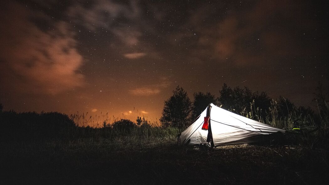 帐篷 露营 森林 夜晚 自然 4k壁纸 3840x2160