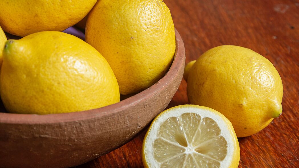 柠檬 柑橘 水果 碗 黄色 4k壁纸 3840x2160