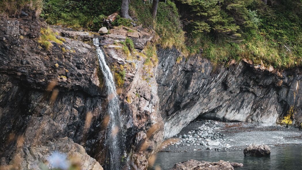 河流 岩石 树木 瀑布 自然 4k壁纸 3840x2160