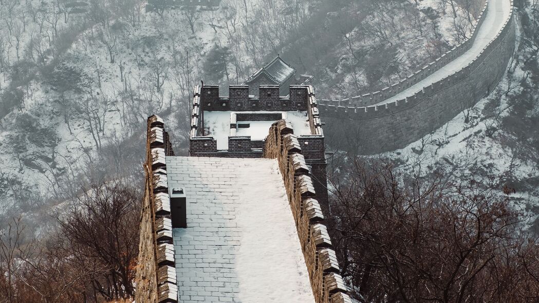 中国长城 建筑 旅游景点 雪 中国 4k壁纸 3840x2160