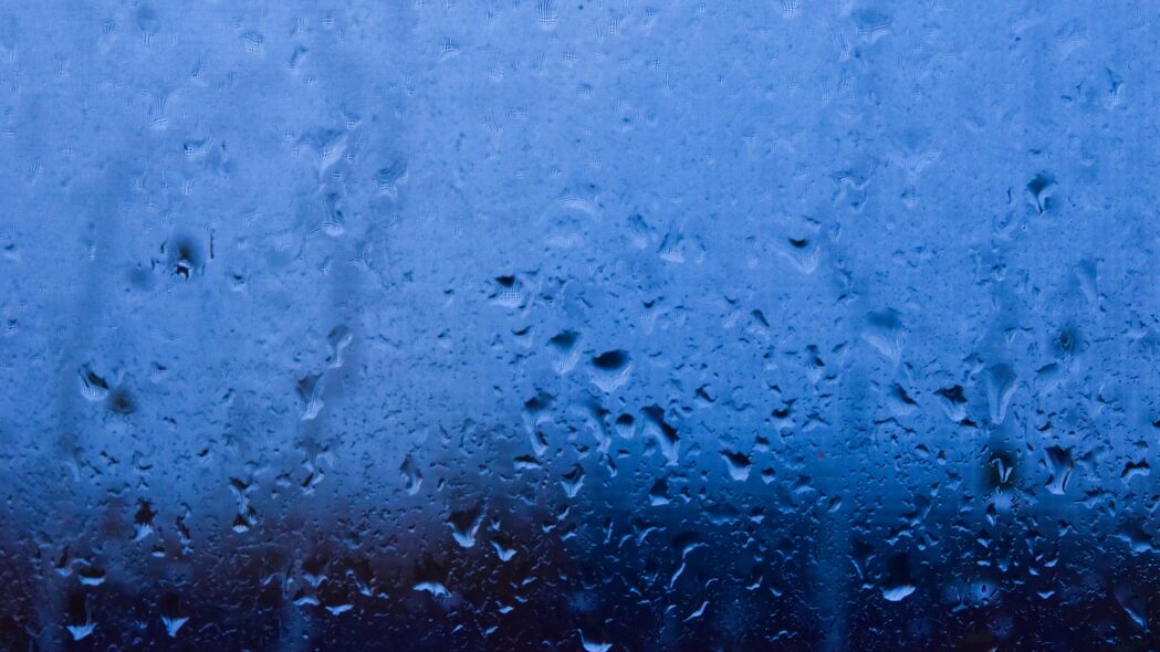 雨 玻璃 滴 湿 宏观 蓝色 4k壁纸 3840x2160