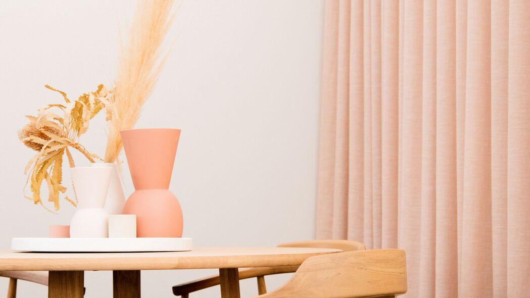 桌子 椅子 花瓶 室内 美学 浅色 4k壁纸 3840x2160