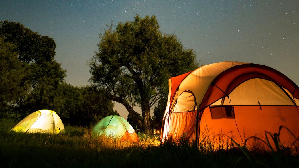 帐篷 露营 夜晚 自然 深色 4k壁纸 3840x2160