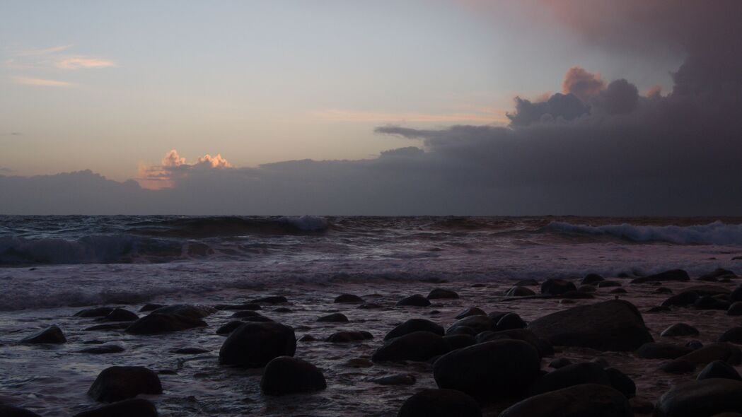 大海 海浪 石头 日落 自然 4k壁纸 3840x2160