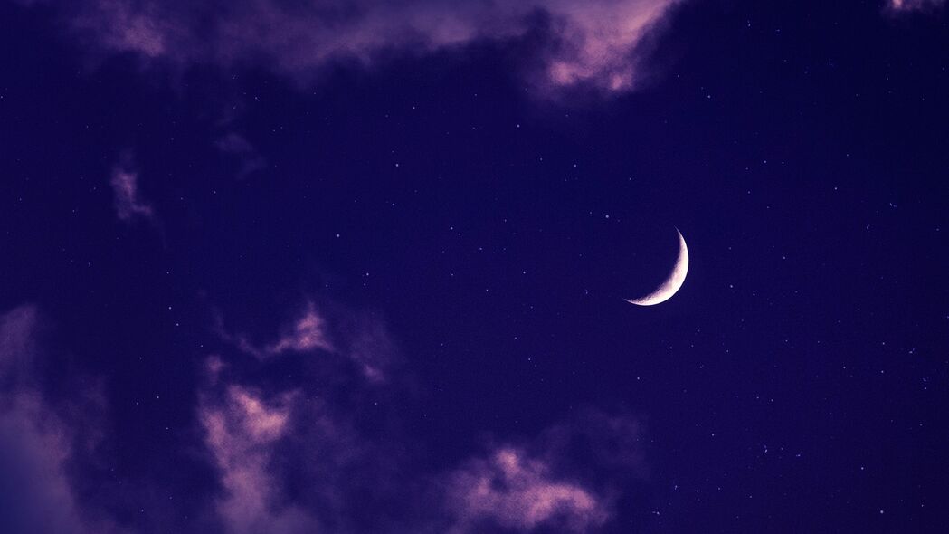 月亮 云 夜晚 星星 紫色 4k壁纸 3840x2160
