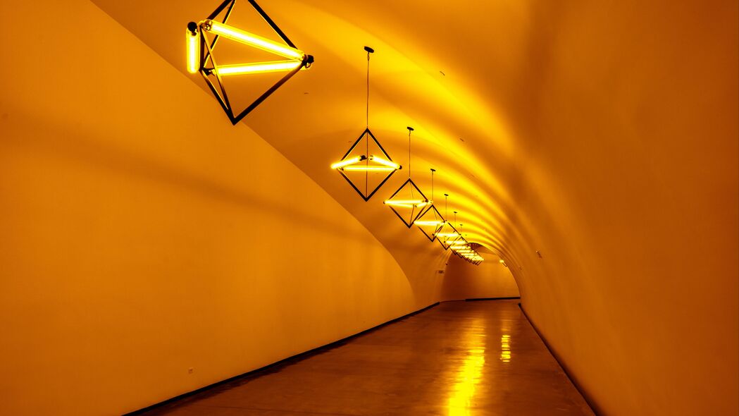 隧道 灯 灯 黄色 4k壁纸 3840x2160