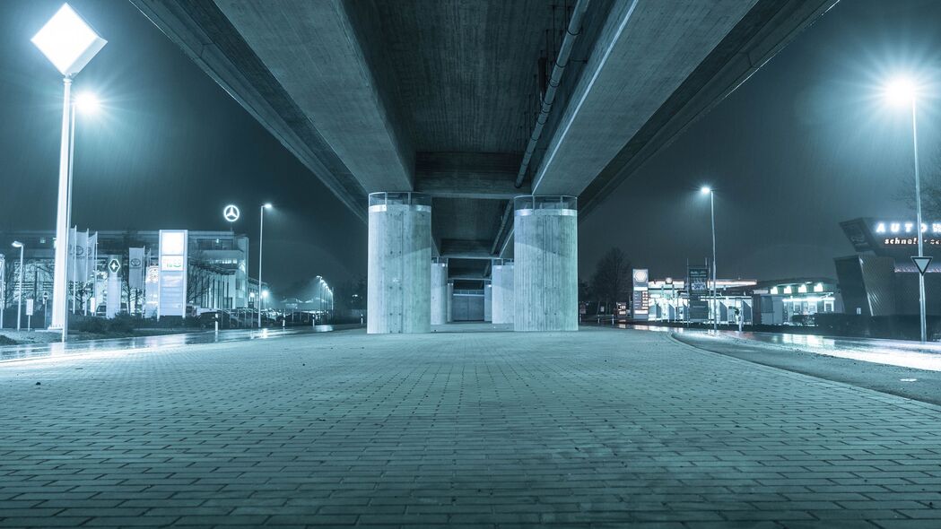 桥梁之美，混凝土建筑夜景4K高清壁纸，3840x2160超清画质，下载尽享极致视觉盛宴！