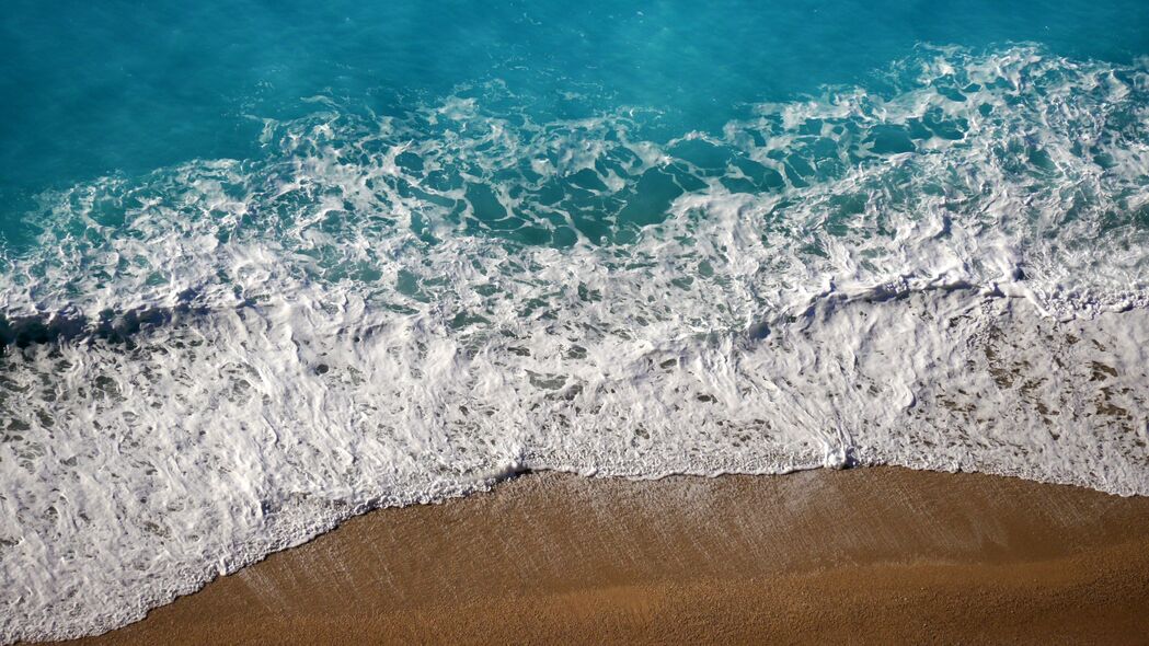 大海 海浪 沙子 鸟瞰 4k壁纸 3840x2160