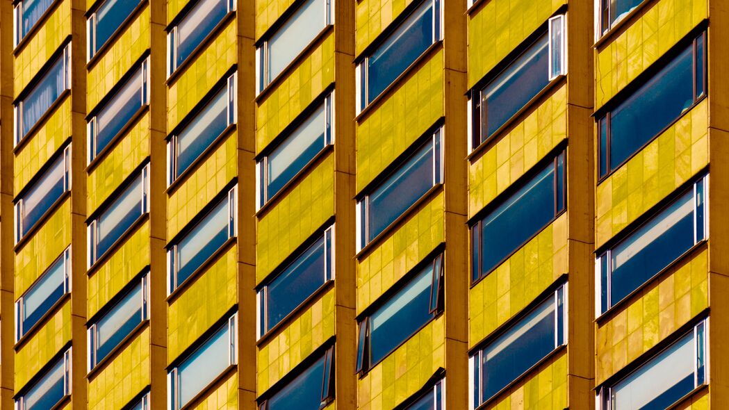 建筑 立面 窗户 建筑 黄色 4k壁纸 3840x2160