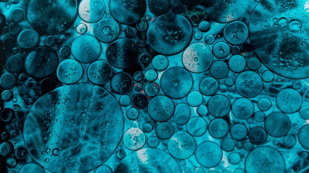 气泡 油 液体 宏观 蓝色 4k壁纸 3840x2160