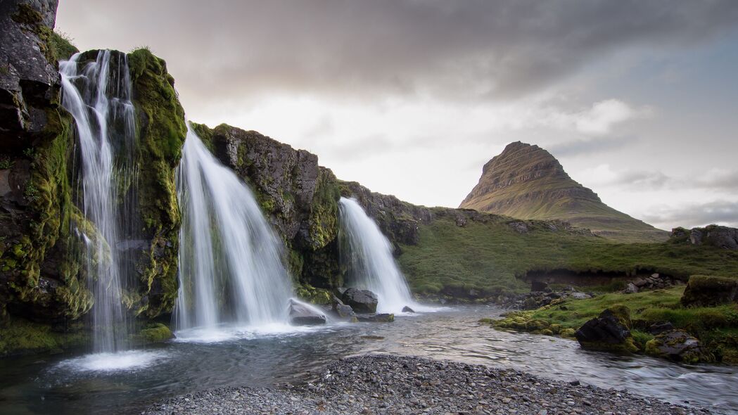 瀑布 岩石 水 景观 自然 冰岛 4k壁纸 3840x2160