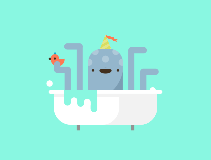 配音卡通背景必备，章鱼洗澡动态图片素材
