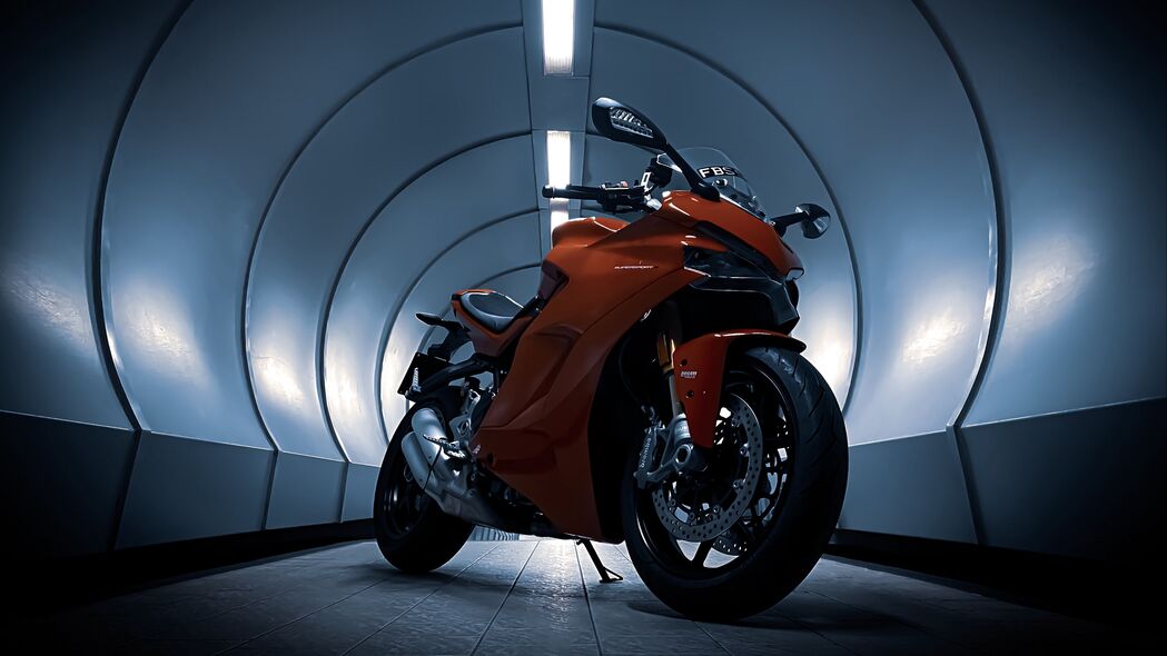  ducati 摩托车 红色 隧道 4k壁纸 3840x2160