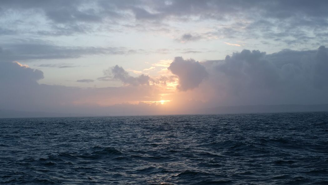 海洋 水 波浪 地平线 太阳 日落 4k壁纸 3840x2160
