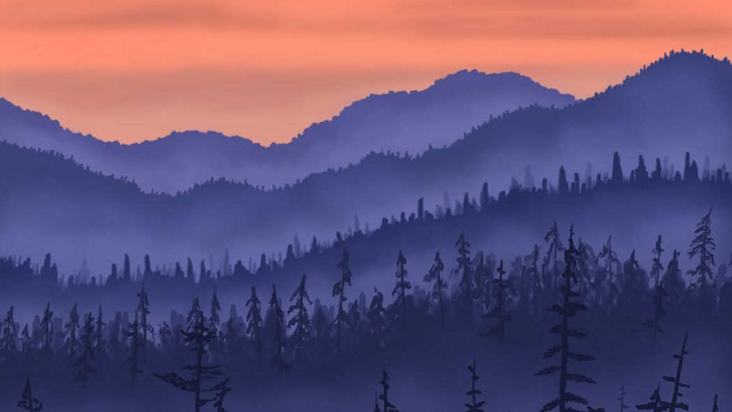 山脉 森林 雾 风景 艺术 4k壁纸 3840x2160