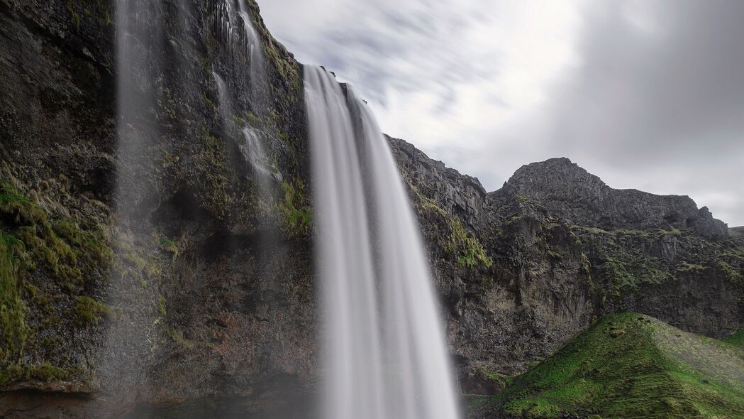 瀑布 岩石 水 景观 冰岛 4k壁纸 3840x2160