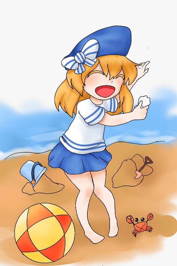 夏日大海沙滩儿童玩耍