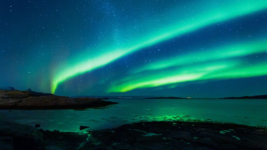 北极光 夜晚 自然 辉光 绿色 4k壁纸 3840x2160